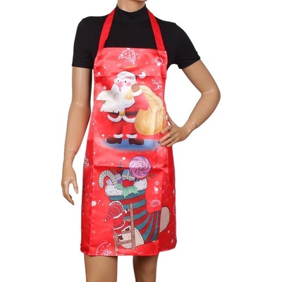 Коледна престилка, ръкохватка и ръкавица в червено