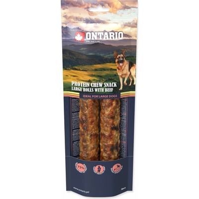 ONTARIO Protein žuvacie pamlsok velká rolka s hovädziem 2 ks 25,4 cm