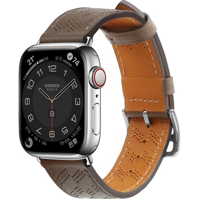 HQWear Кожена каишка HQWear Strap Leather за Apple Watch SE, 8, 7, 6, 5, 4, 3, 2, 1 (41, 40, 38 mm), тъмнокафява (KXG0062468)