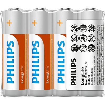 Philips БАТЕРИИ philips r6l4f/10 aax4 longlife (r6l4f/10)