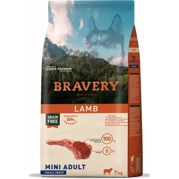 Bravery Lamb Small & Mini Breeds Adult Dog - Пълноценна храна за израснали кучета от дребни и мини породи с агнешко 7 кг