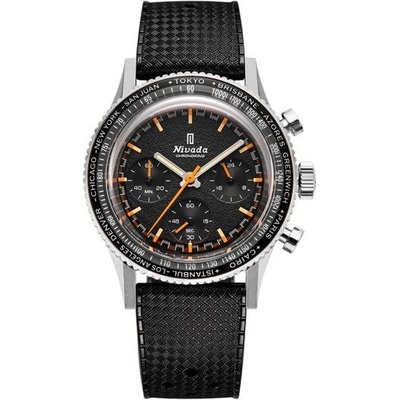 Nivada Grenchen Chronoking Meca Inter. Bezel Black Rubber Tropic