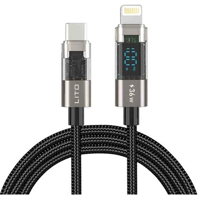 Lito LD09CL rychlonabíjecí Lightning na Type-C s LED displejem 36W 1,2m černý