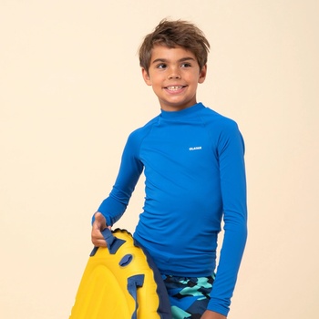 Olaian detské tričko do vody s UV ochranou s dlhým rukávom na surf modré