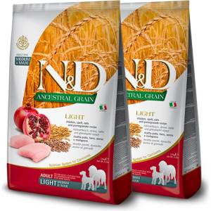 FARMINA N&D куче LG Light MEDIUM & MAXI Пиле & Нар 2 x 12 кг