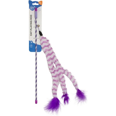 Duvoplus Duvo - Забавна играчка за котки - въдица с еластично въже и плюшена опашка с пера, 41 см