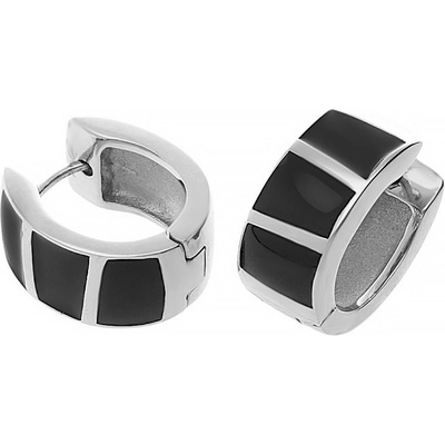 MPM Dámské ocelové nerezové náušnice 6310 - stříbrnočerné barvy