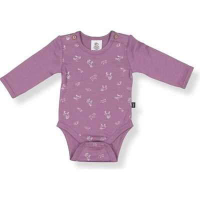 Little Flock of Horrors Detské merino body s dlhým rukávom Mauve Animal