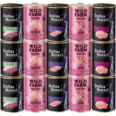 Noteć Valley Premium + WILD FARM Pate Mix 15 x 400 g