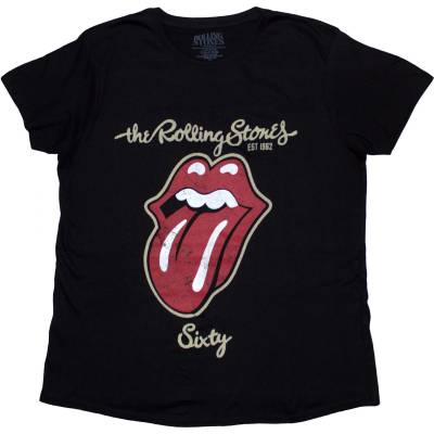 The Rolling Stones Sixty Plastered Tongue (Suede Flock Print) Black S Дамски Риза (RSTS173LB01)