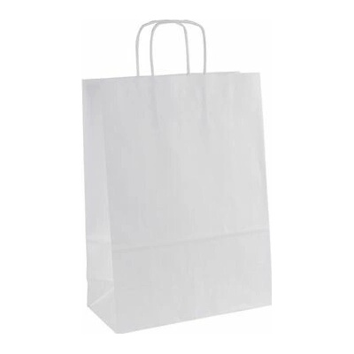 Papírová taška s krouceným uchem 24 × 11 × 33 cm, 90 g - bílá