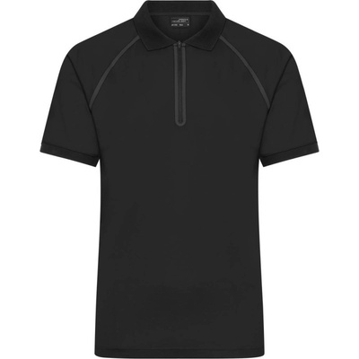 James & Nicholson polokošile JN 1308 se zipem krátký rukáv pánská černá/černá