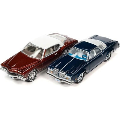 Oldmobile Cutlass Supreme 1976 modrý + Buick Riviera 1972 Johnny Lightning 1:64