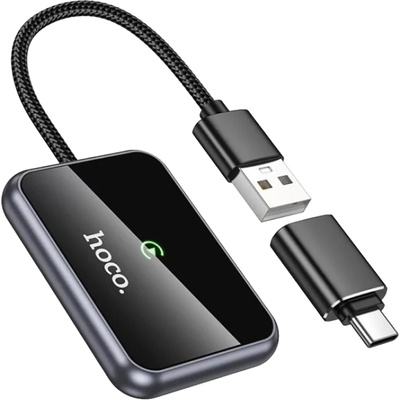 hoco. Безжичен CarPlay адаптер Hoco, USB A / USB C, HU1, черен (6942007623674)