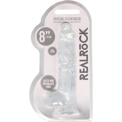 REALROCK průhledný realistický dildo fialový 19 cm