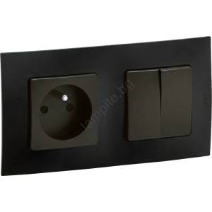 Legrand - електрическа розетка 250 V/16 A и двоен ключ №5 NILOE, черен (LR0001B)