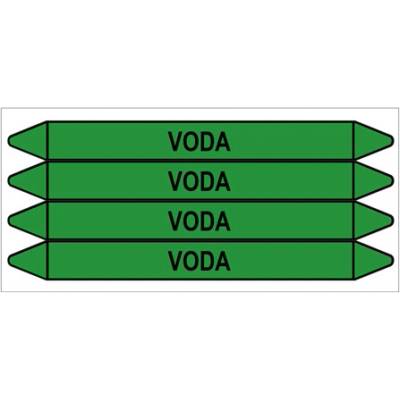 Značení potrubí, voda,4 ks, 250 × 26 mm PZ 008682