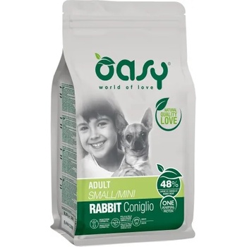 Oasy Rabbit Monoprotein Adult Mini - пълноценна храна за пораснали кучета над 12 месеца, от мини породи, със заек, БЕЗ ЗЪРНО, 2, 5 кг - Италия