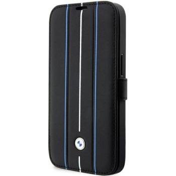 BMW Калъф BMW BMBKP14L22RVSK за iPhone 14 Pro 6.1", черен / черен, Leather Stamp Blue Lines (BMW000539-0)