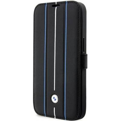 BMW Калъф BMW BMBKP14L22RVSK за iPhone 14 Pro 6.1", черен / черен, Leather Stamp Blue Lines (BMW000539-0)