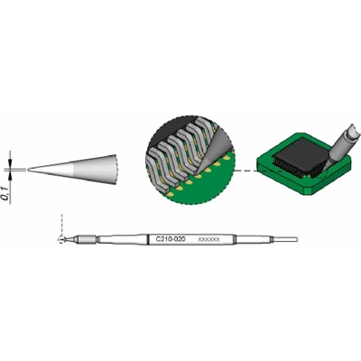 JBC Tools C210020 spájkovací hrot okrúhla forma, rovný Veľkosť hrotov 0.1 mm Dĺžka hrotov 80 mm Obsah 1 ks