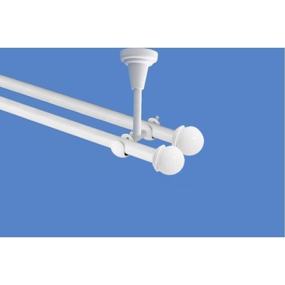 OK-GarnýžeCZ Garnýž kovová dvouřadá 19mm Todi double bílá 310 cm do stropu / na tunýlek - bez kroužků
