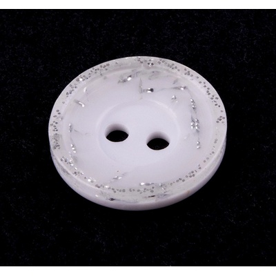 Knoflík bílý se stříbrným okrajem 15 mm – Sleviste.cz