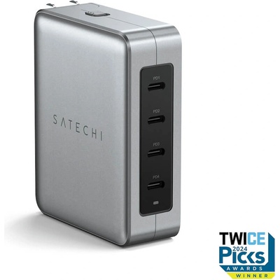 Satechi 145W USB-C PD GaN Travel Charger - захранване за ел. мрежа с технология за бързо зареждане и 4xUSB-C PD изхода (сив)