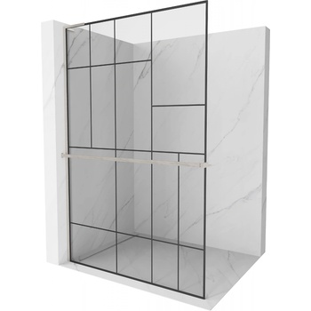 Mexen Kioto+ L душ стена с рафт Walk-in 80 x 200 см, черен модел, матиран никел (800-080-123-97-78)