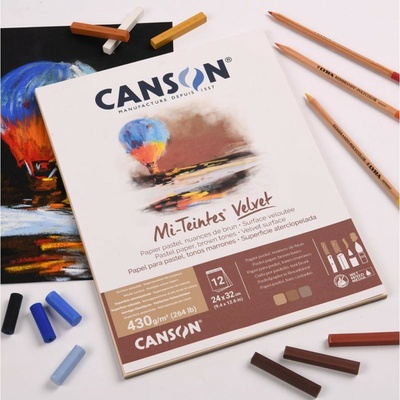 Canson Skicák pro pastely Mi-Teintes VELVET White v lepené vazbě 32 x 41 cm 430g 12 listů
