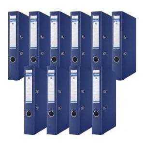 DONAU Premium Slim Folder Pack of 10/DIN A4/5 cm/10 Pieces/Navy Blue/Plastic Cover PP/Carton Paper Slot Folder Office Folder File Ring Binder/Green Dot - 3955001PL-18