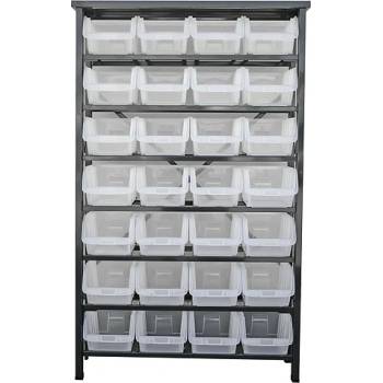 Strend Pro Stojan s plastovými boxy HL3205, 28 zásobníků, 94x30x150 cm ST239383