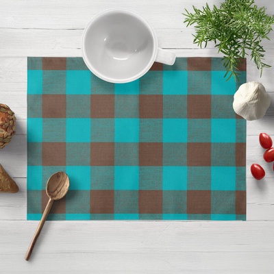 Biante bavlna prestieranie Olivia OL-018 Tyrkysovo-hnedá kocka veľká 35x45cm