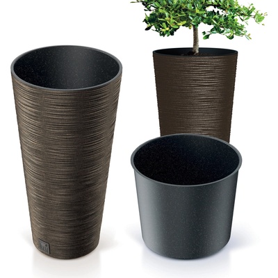 PROSPERPLAST Kvetináč FURU SLIM ECO WOOD 30cm kávový