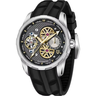 Pagani Design Мъжки часовник Pagani Design Wave, Механичен, Силиконова каишка, Черен (PD-YS022-BLACK-BLACK)