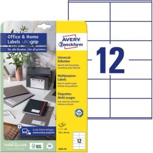 AVERY Етикет AVERY LR3424-10 105x48mm, щадящ околната среда 120 етикета/кутия 10 листа/кутия (LR3424-10)