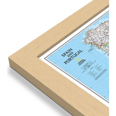 National Geographic Španělsko, Portugalsko - nástěnná mapa Classic 85 x 55 cm Varianta: mapa v dřevěném rámu, Provedení: Pegi přírodní