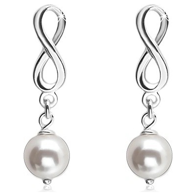 Šperky eshop lesklý symbol nekonečna bílá kulatá perlička SP05.09