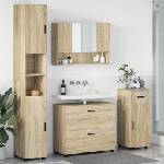 vidaXL Комплект мебели за баня 4 бр. Сонома дъб 35 x 30 x 192 см (3393055)