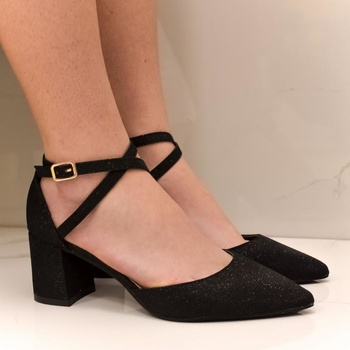 Dámske trblietavé lodičky CALLA čierne