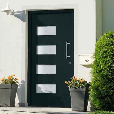 VidaXL Marketos Vchodové dveře hliník a PVC antracitové 110 x 210 cm