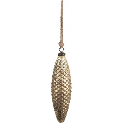 Clayre & Eef Zlatá skleněná vánoční ozdoba ve tvaru šišky L Ø 7*6*22 cm