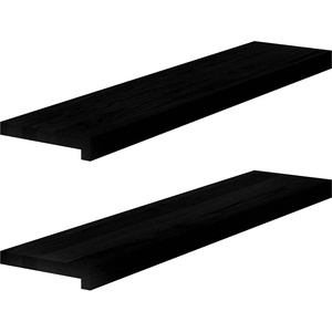 vidaXL Прозоречни первази, 2 бр, кафяво-черни, 90x20x2 см, дъб масив (4009175)