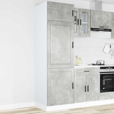 vidaXL Кухненски шкаф Porto, бетонно сив, инженерно дърво (854111)