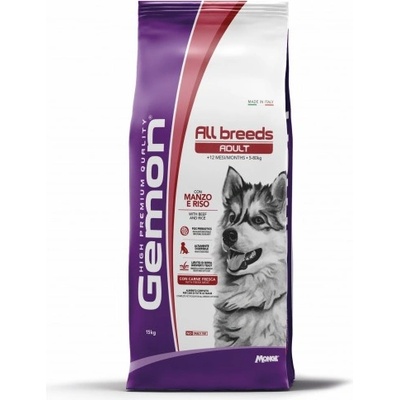 Gemon dog all breeds adult with beef and rice - Пълноценна суха храна за кучета в зряла възраст от всички породи с телешко и ориз - 15 кг, Италия - 6326