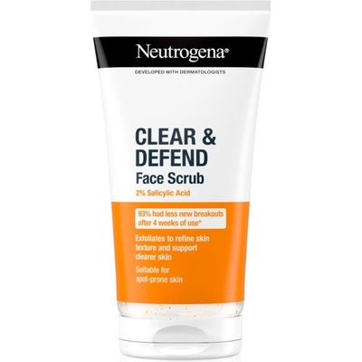 Neutrogena Clear & Defend Face Scrub peeling pro problematickou pleť 150 ml