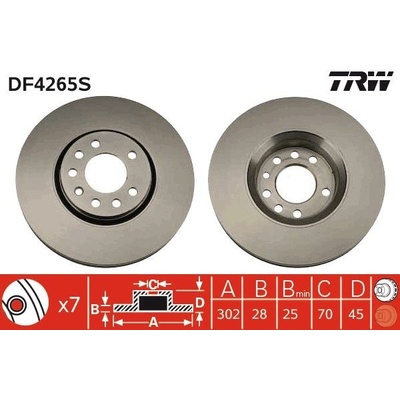 Brzdový kotúč TRW DF4265S