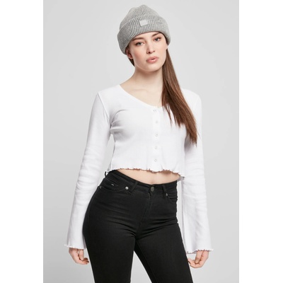 Urban Classics Дамска жилетка в бял цвят Urban Classics Ladies Cropped Rib Cardigan UB-TB4533-00220 - Бял, размер XL
