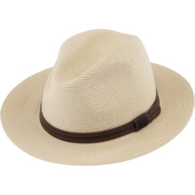 Fiebig Headwear since 1903 Letní Fedora klobouk s koženým páskem Natur