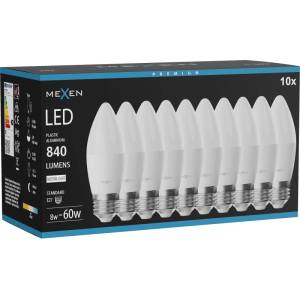 Mexen Nova 10x LED крушка E27, C37, 8W, Неутрална - 4000K, 840 lm - L102-E27-0840-01x10 (L102-E27-0840-01x10)